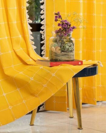 Embroidered Window Curtain with Tassels