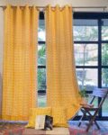 Pack of 2 Geometric Print Window Curtains with Cushion Covers