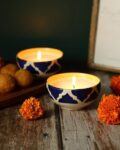 Set of 2 Hand-Painted Ceramic Scented Candle