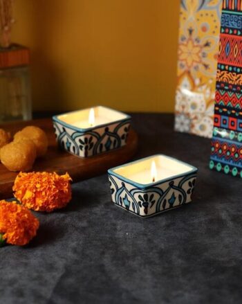 Small Ceramic Candles Set of 2