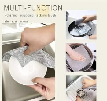 Multipurpose Wire Dishwashing Rags for Wet and Dry Mesh Microfiber Cleaning Cloth for Metal, Kitchen, Dishes Kitchen, Sinks, Pots, Pans, Non-Scratch Wire Dishcloth (Copy)